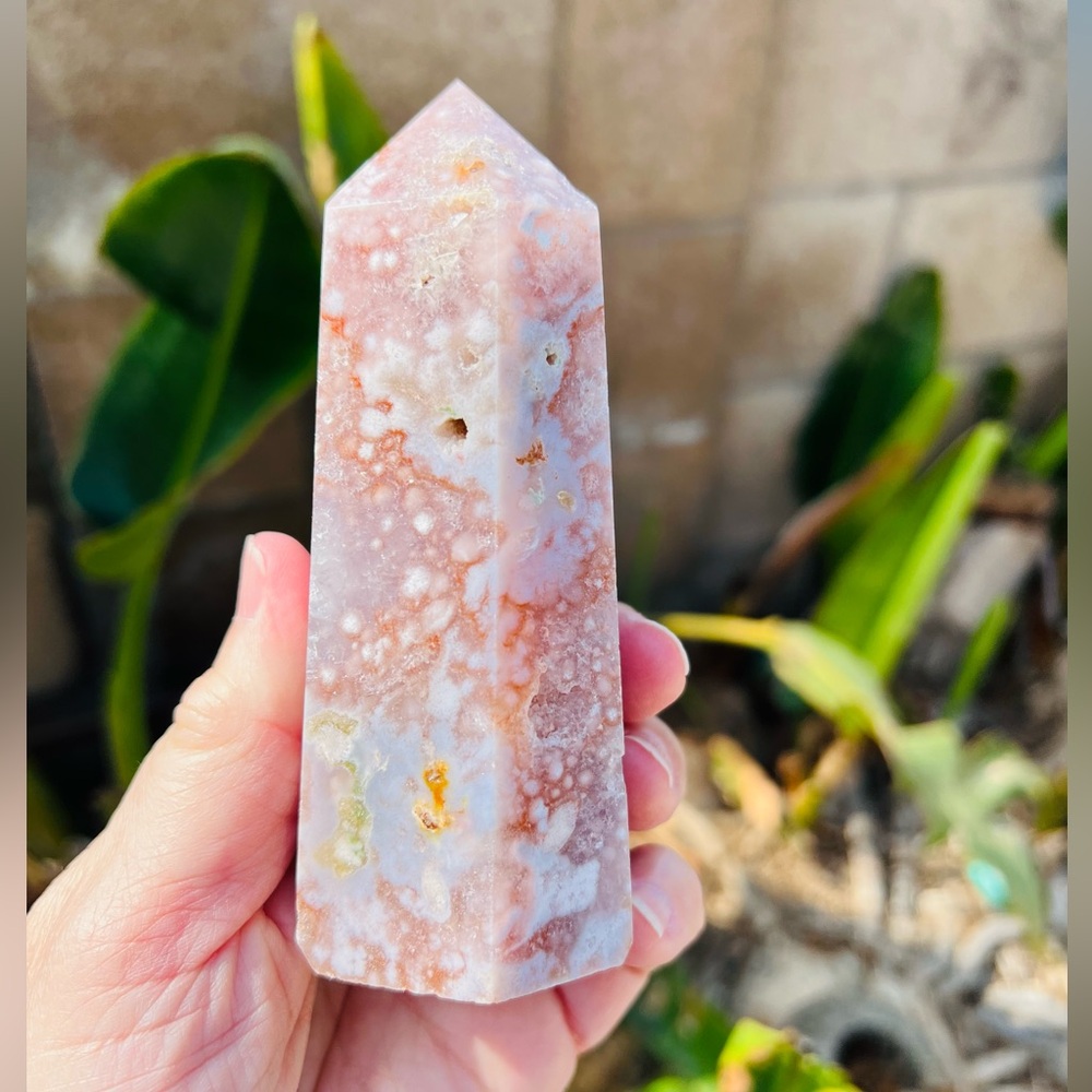 Pink Amethyst Flower Agate Tower